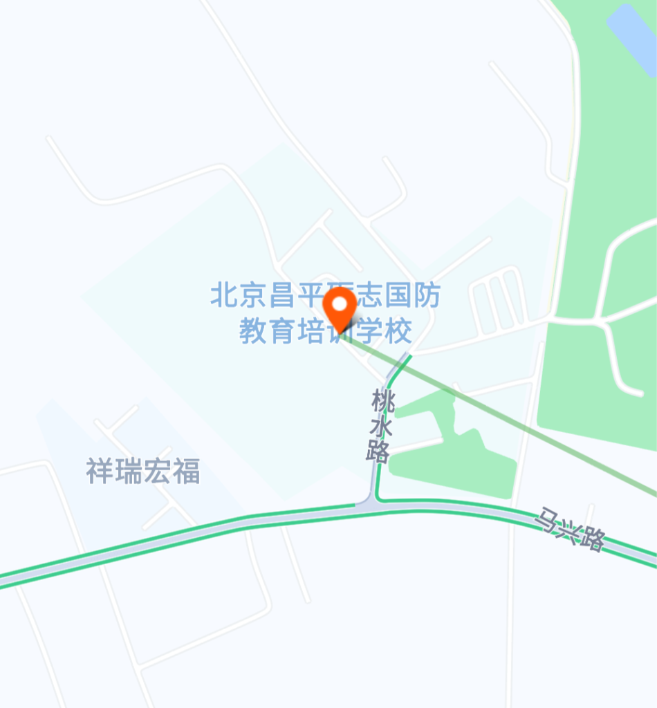 A navigation app showing the location of the military training camp. The name of the camp is "Beijing Changping Lizhi National Defense Training School".