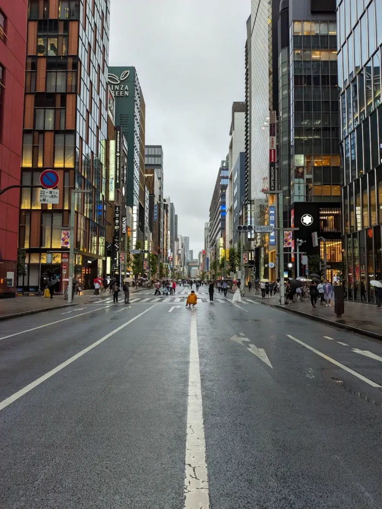 Ginza in the rain.