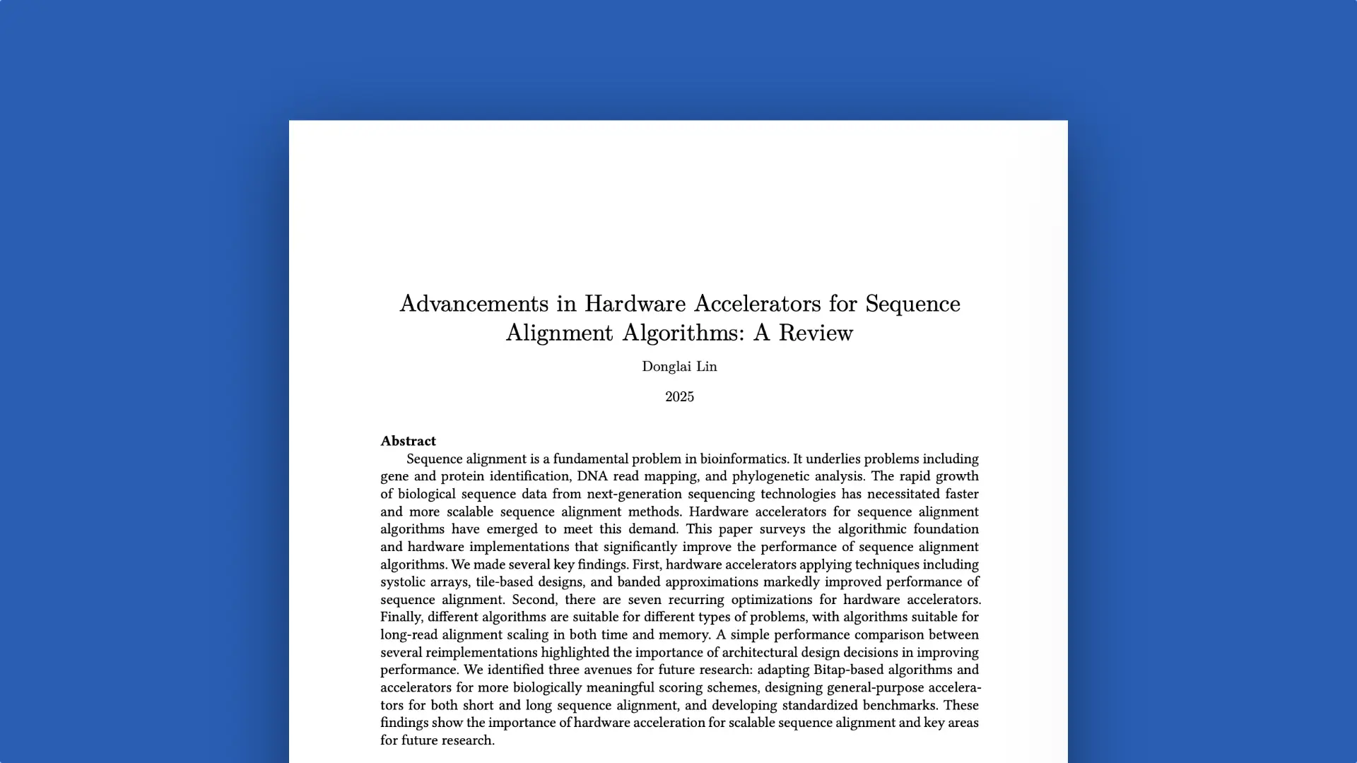 Research: Advancements in Hardware Accelerators for Sequence Alignment Algorithms